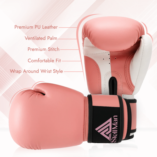 Dual-Tone Boxing Gloves Pink/White - Image 4
