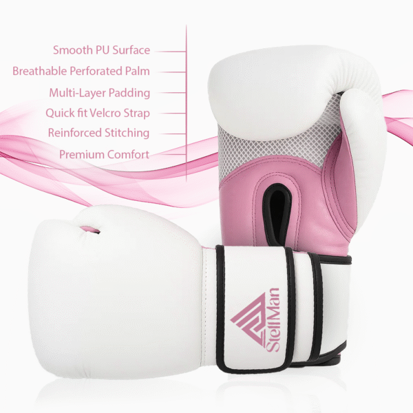 Boxing Gloves - White/Pink - Image 4